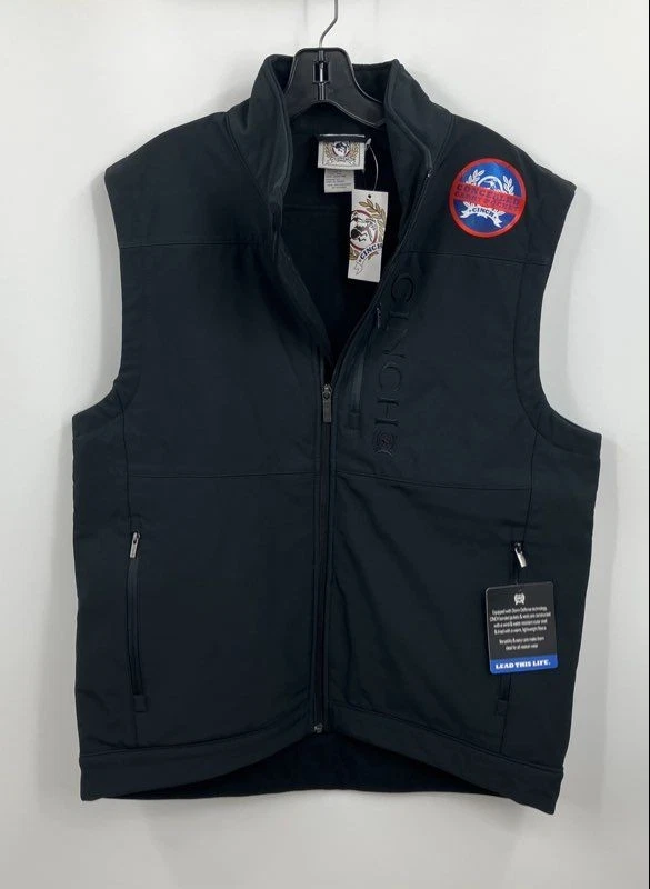 CINCH 【Oblada】Sleeveless Military Jacket Cinch Men's Bonded Concealed Carry Solid Zip Logo Jacket - Black