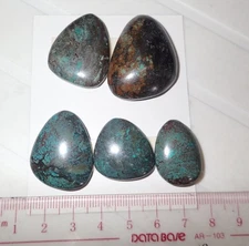 Turquoise Stone Flat Free Form Cabochon 167.5 Carat 5 pieces 33.5 gram Lot A