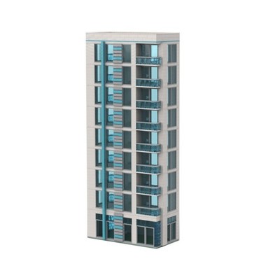MOC Building Block Blue and White Skyscraper DIY Model Set Toy Gift Ornament
