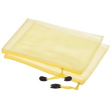 3 Pcs Mesh Zipper Bags, A5 File Document Pockets Bill Pouch Folders, Yellow