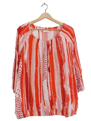 MONA Schlupf-Bluse Damen Bluse Gr. DE 48 rot-weiß Casual-Look