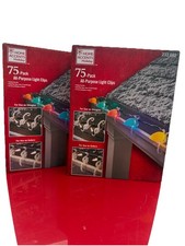  2 Home Accents Holiday 75-Pack All Purpose Gutter Light Clips NIB 150 TOTAL