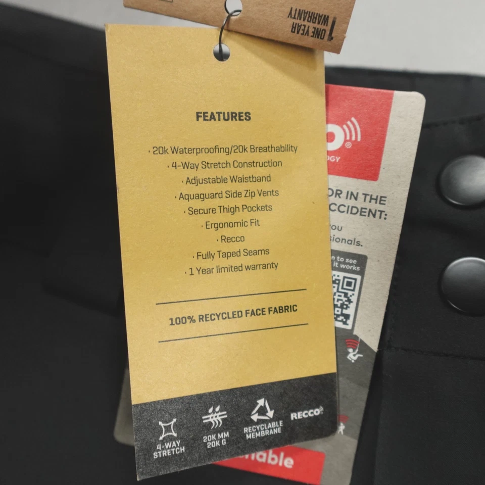 DAKINE Sender Stretch 3L Pant Men’s Size M Black Recco 20k Stretch Drawstrings - Image 3 of 4