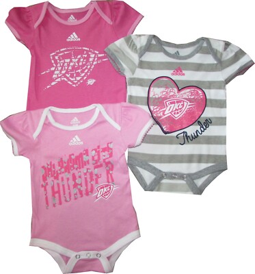 Oklahoma City Thunder OKC 3pc Pink Girls Creeper Set Infant Baby Bodysuit