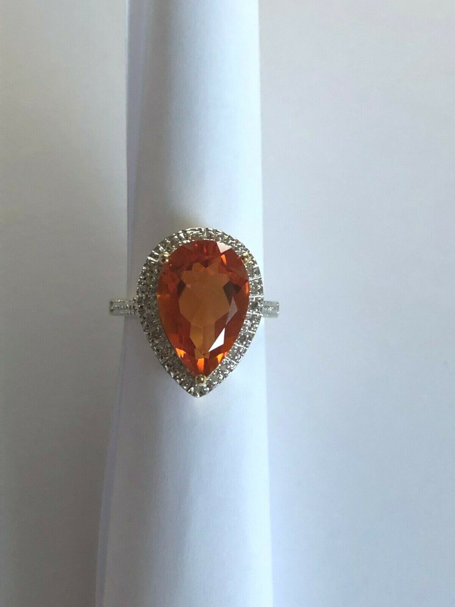 925 SS 14K GP CTW TWILIGHT ORANGE MYSTIC TOPAZ DIAMONDS