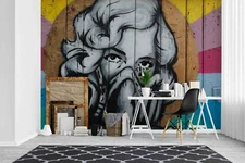 3D Graffiti Girl Wallpaper Wall Mural Removable Self-adhesive Sticker7581