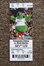 PHILLIES VS MARLINS 5/17/2016 FULL TICKET ~ TOMMY JOSEPH (1ST CAREER HR)