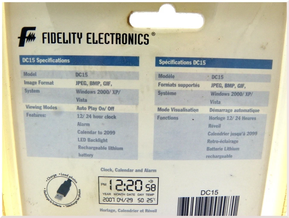 Sealed Fidelity Electronics 1.5" Silver LCD Digital Picture Frame Alarm Clock - Image 4 of 4