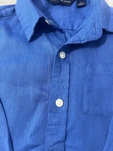 Janie and Jack Blue Long Sleeve Shirt Boy 4t 100% Linen - Picture 5 of 6