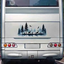Berge & Wald mit Hirsch Aufkleber Wohnwagen Wohnmobil Reisen Caravan Camper Auto