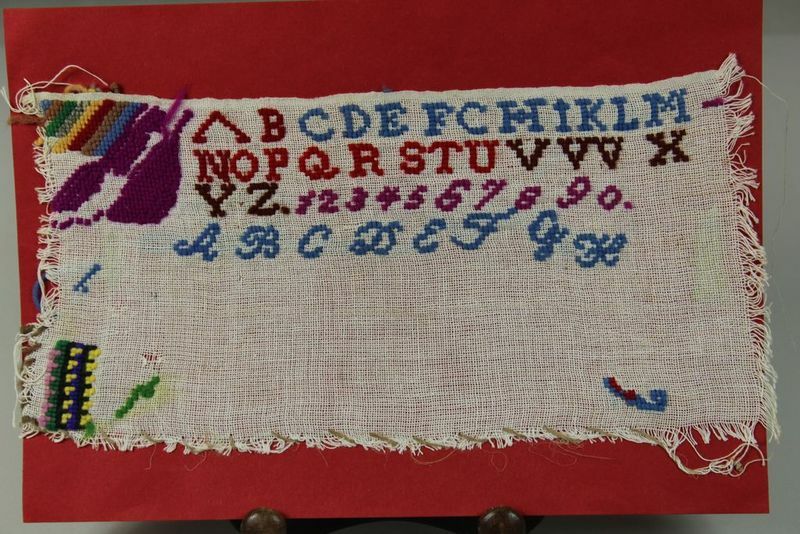 Leinen Stoff FÃ¼rs Sticken Alte Stickerei ABC Alphabet Zahlen