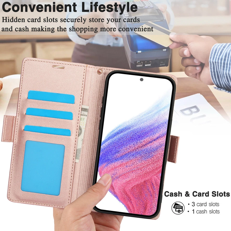 Leather Daisy Flower Wallet Phone Case For Samsung A56 A36 A16 A26 A06 A55 A05 - Image 3 of 4