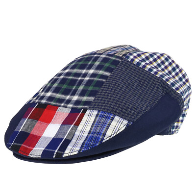 Men's Plaid Patch Ivy Cap with Adjustable Snap Buttons Closure - FREE SHIPPING