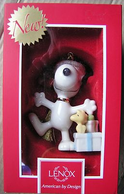 LENOX CHRISTMAS MORNING SNOOPY ORNAMENT -- Peanuts Woodstock