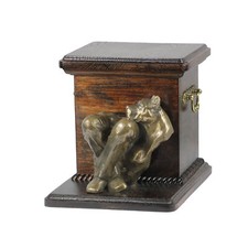 American Staffordshire Terrier, Amstaff IV - urn for dog ashes with a statuette,