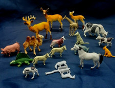 Lot Vintage Plastic Animal Lot Farm Zoo Deer horse cow pig Dog Hong Kong Rhino