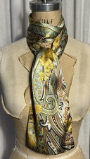 Womens Long Satin Red/Yellow/Turq/White Paisley/Floral Scarf Pre-owned