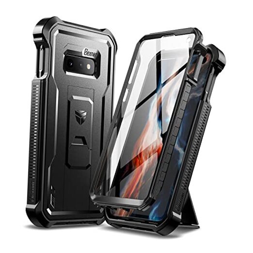 for Samsung Galaxy S10e Case, [Built in Screen Protector and Kickstand] Black