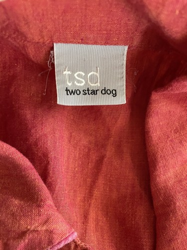 TSD Two Star Dog Red Purple Trim Linen Button Front Collared Jacket Top Size L - Picture 4 of 5