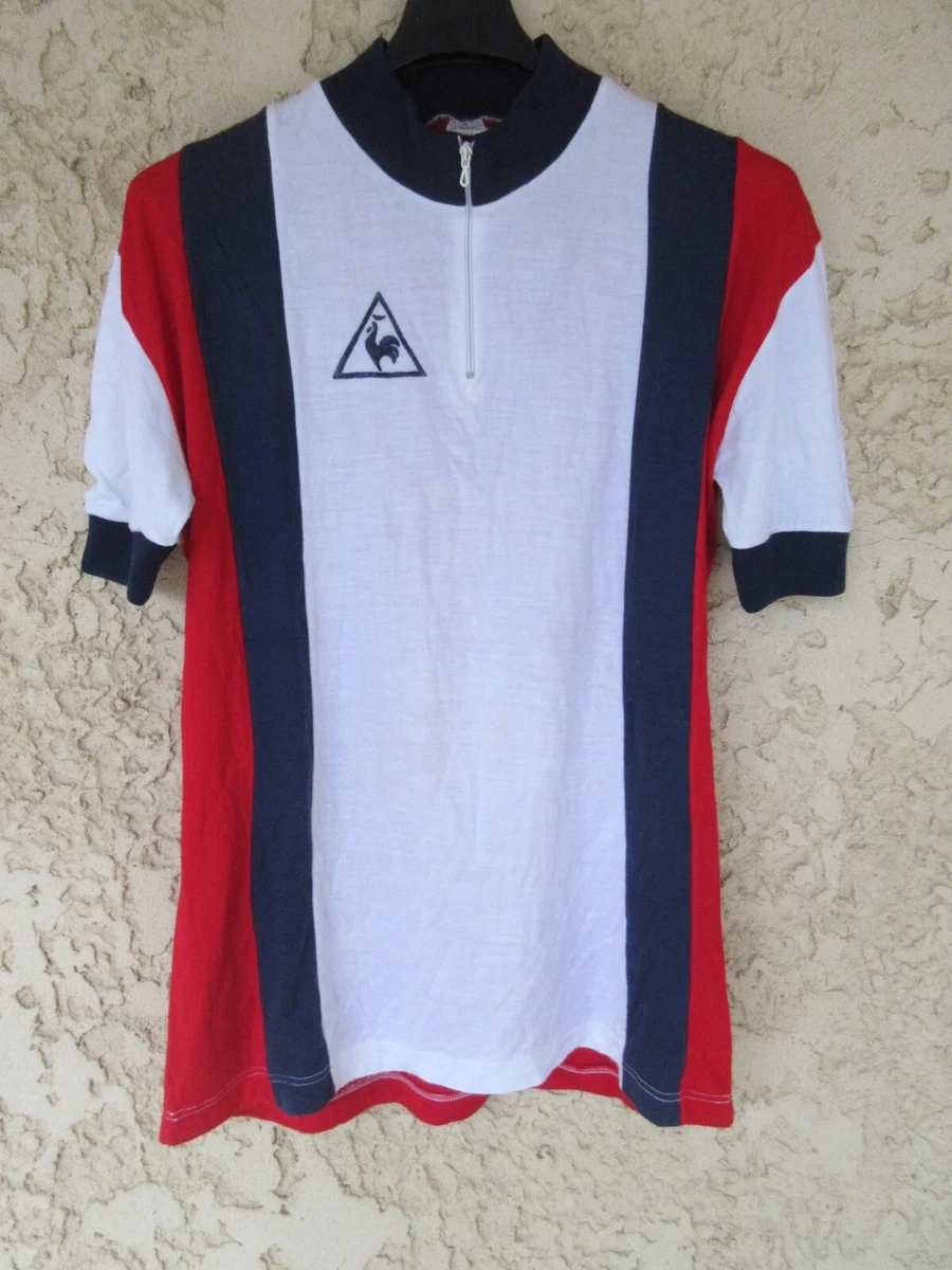 Maillot Cycliste Vintage Le Coq Sportif – Bleu, Taille L/XL, Des Années 70/80, Très Bon état