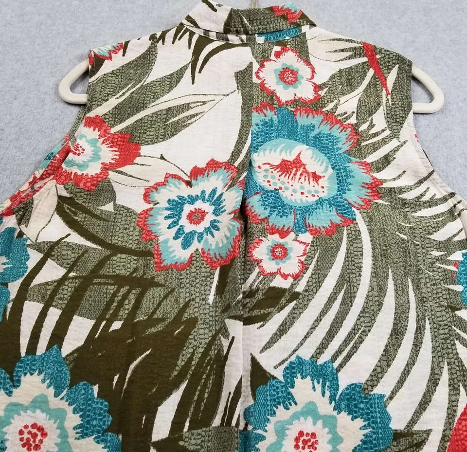 Camisa sin mangas Van Heusen con botones para mujer extra grande XL floral delgada sin mangas Foto 4 de 4