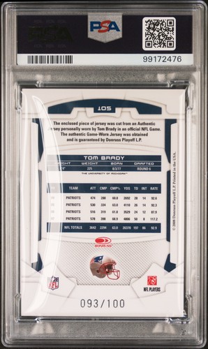 2008 Leaf Rookies & Stars Tom Brady #105 Elements Mat. Foil /100 PSA 8 - Picture 2 of 2