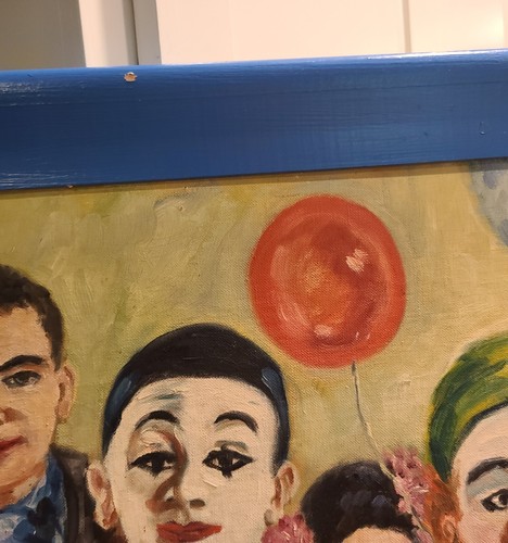 Vintage Clowns Mime OIL PAINTING - Signed, Framed - 27.5" X 21.5" Mesmerizing - Picture 10 of 22