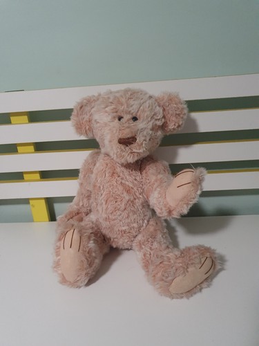 HANDMADE TEDDY BEAR PINK JOINTED 42CM