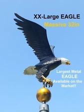 Flagpole Eagle Topper Decorative Natural Finial Globe Outdoor XX-Large 32 inch
