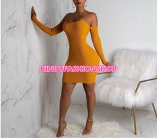Women Lace UP Backless Hollow Out Off Shoulder Bodycon Knit Ribbed Mini Dress