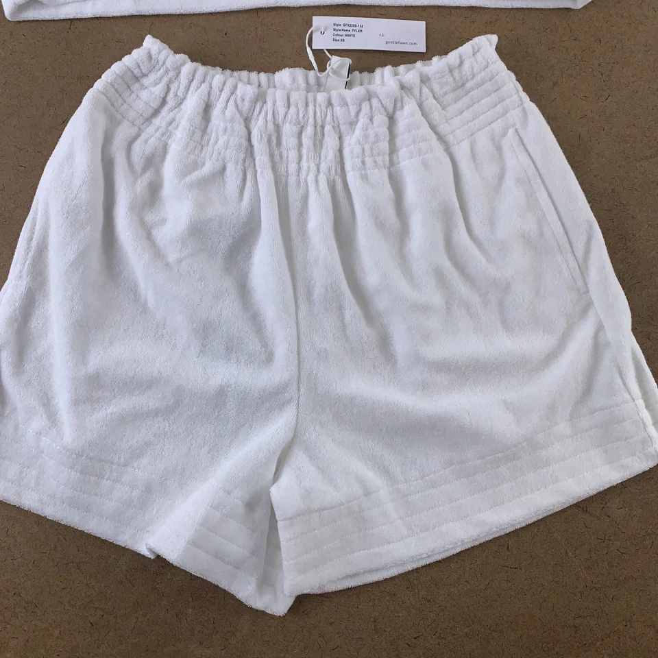 Gentle Fawn Women's XS White Terry Towel 2 Piece Ali Top Tyler Short Set NWT Foto 3 de 4