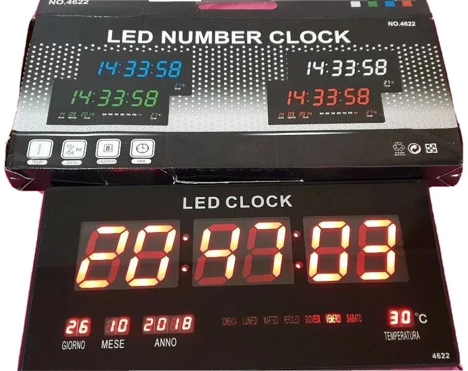 OROLOGIO DIGITALE GRANDE DA PER PARETE MURO A LED ULTRAPIATTO SLIM