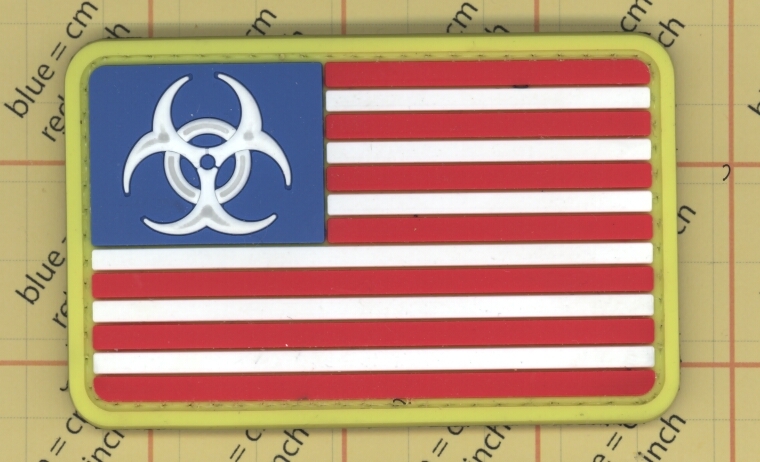 PVC USA FLAG PATCH BIOHAZARD American Army Uniform hook and loop