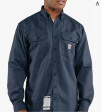 Carhartt FRS160 FR Flame Resistant Work Shirt Navy 4XL NFPA 2112 CAT 2 Oil Gas