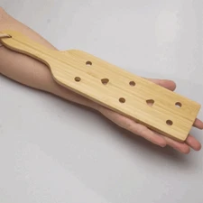 Wooden Spanking Paddle Flogger Whip with Airflow Hole Bamboo Cosplay for Couple