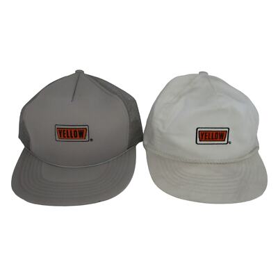 2 Vintage Yellow Snapback & Strapback Hat - Gray hat is stamped SAMPLE inside