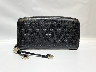 Jimmy Choo Star Embossed Round Zipper Long Wallet Black with Jimmy Choo Star Embossed Round Zipper Long Wallet Black with