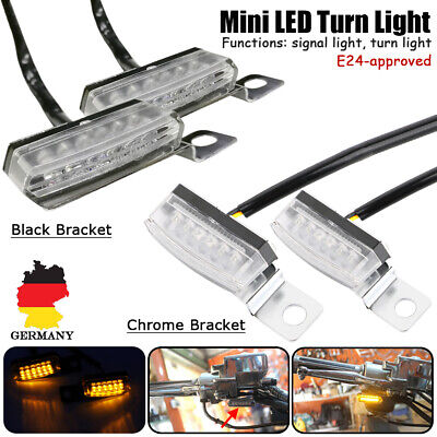 2x Universal Motorrad Mini Blinker Licht LED Indikatoren Lampe KFZ ATV Schwarz