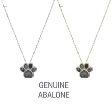 Genuine Abalone Paw Print Necklace in Silver or Gold (18+3in) (0.59x0.59in)