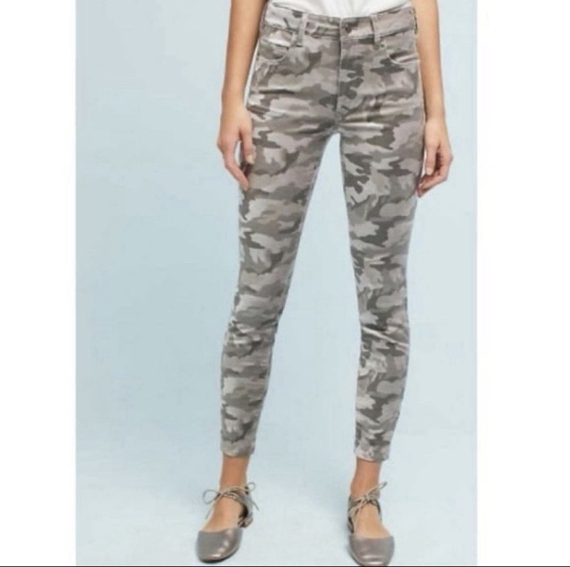 Pilcro and The Letterpress Camo Velvet High Rise Skinny Jeans Pants Size 25