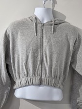 Women's Cropped Full Zip Hoodie Size M Gray Mavi