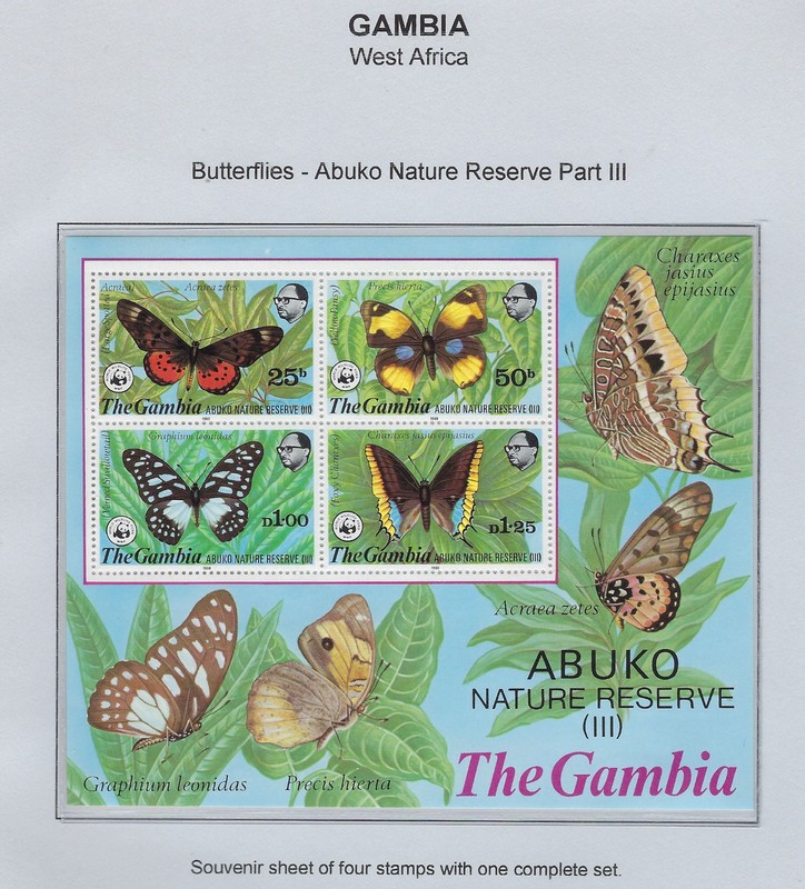 Gambia / 1980 / #407a / WWF / Butterflies / Souviner Sheet of 4 / MNH / 107-2