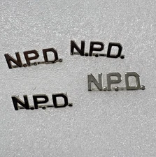 Used 2 Pair NPD Silver Collar Brass Uniform Pin Police Department N.P.D.