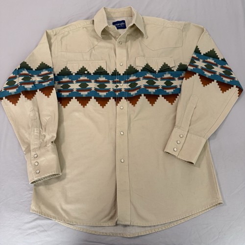 L - Chemise cowboy Wrangler Pearl Snap pour homme : chemise western