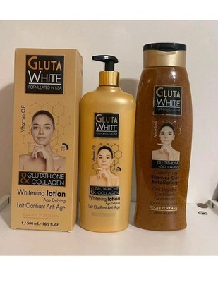 Gluta White Glutathione Collagen Vitamin C Set - Lotion + Exfoliating Gel