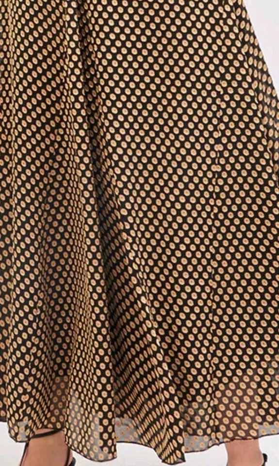 NUEVO CON ETIQUETAS Maxi Falda Antik Batik Lunares Talla L/42 Negro/Dorado Jacquard Algodón Boho Foto 4 de 4