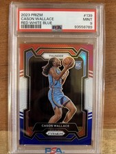 Cason Wallace 2023 Prizm “Red/white/blue Prizm” PSA 9 Rookie Card. rookie card picture