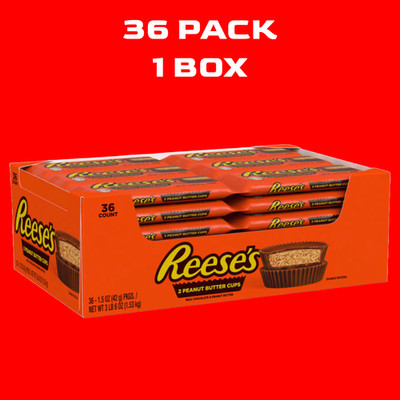 REESE'S Milk Chocolate Peanut Butter Cups, Candy Packs, 1.5 oz (36 Count) FRESH