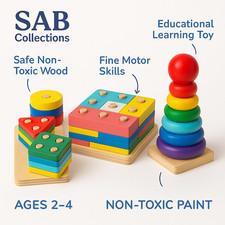 Montessori Learning Toy   Wooden Five-Column Shape Sorter for Toddlers