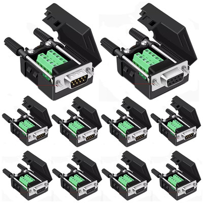 10PCS (5PCS Male 5PCS Female) DB9 Solderless Breakout Connector, RS232 D-SUB DB9